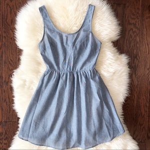 Color Thread Blue & White Striped Sleeveless Beachy Nautical Dress size Small